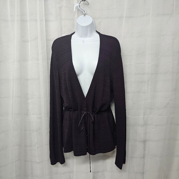 Vintage Purple Y2K Cardigan Drawstring Waist Knit Goth Boho Fairy Retro L - Picture 1 of 10